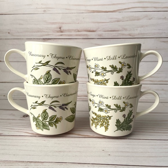 Corningware Herb Print Tea Cups - Set of 4 - Picture 1 of 8